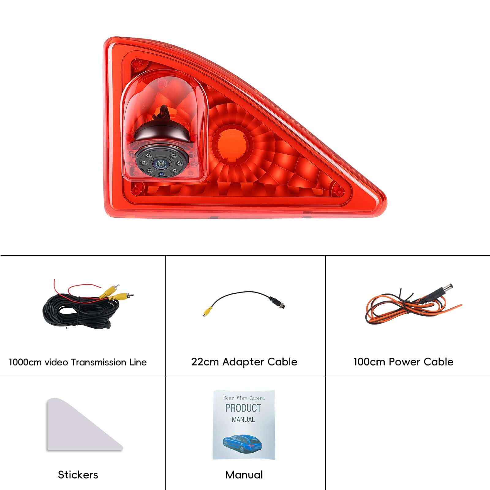 Caméra de recul pour Nissan NV400 / Opel Movano / Renault Master (2010–2016) avec éclairage rouge et accessoires.