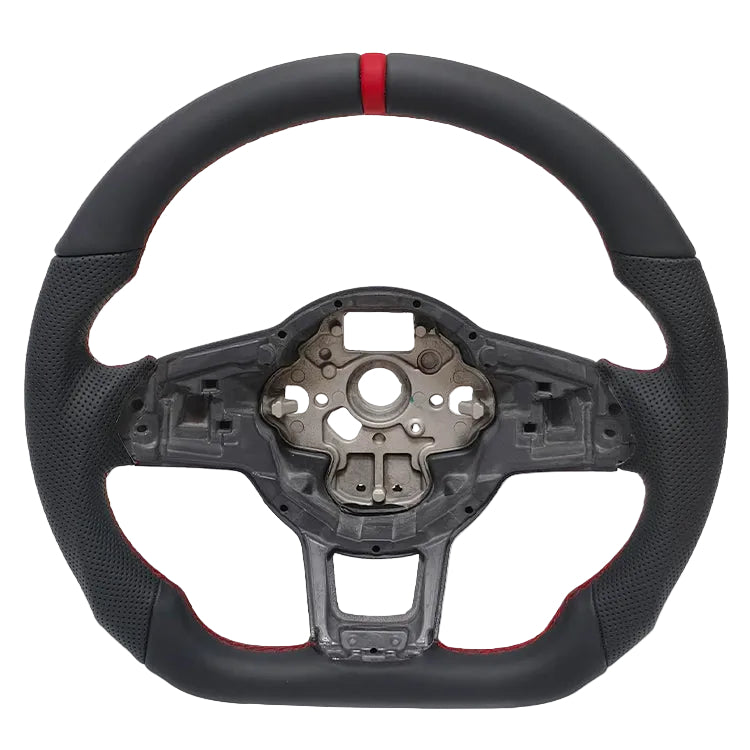 Volant sport en cuir pour VW Golf, Polo, Tiguan et Passat – style GTI avec bande