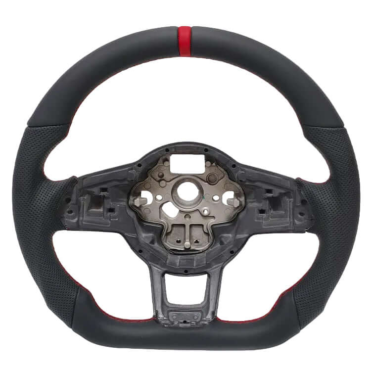 Volant sport en cuir pour VW Golf, Polo, Tiguan et Passat – style GTI avec bande