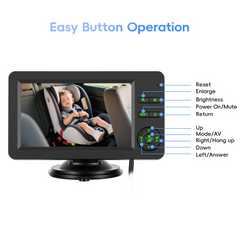 Caméra bébé pour voiture avec écran HD 4,3" et vision nocturne 