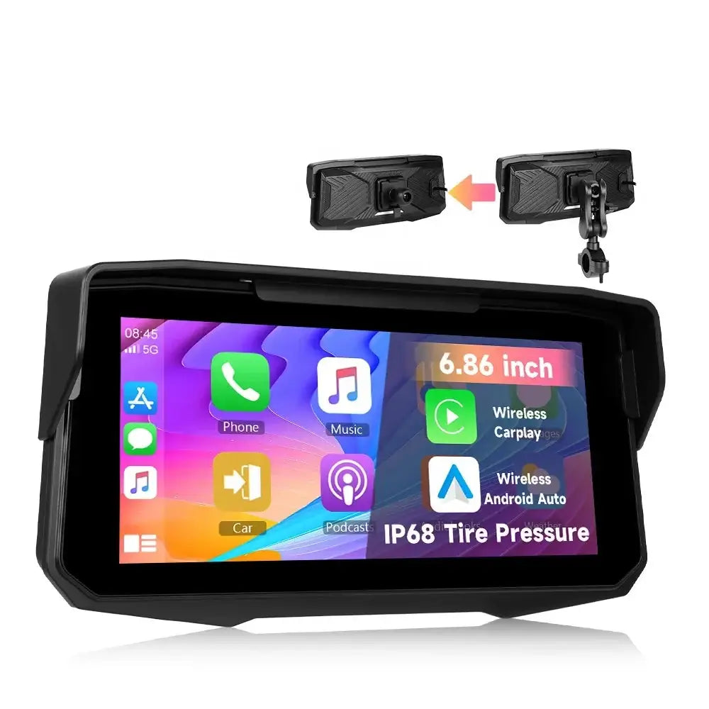 Écran moto 6,86” avec CarPlay, Android Auto, AirPlay et TPMS 