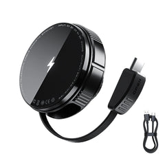 Support de téléphone magnétique avec charge sans fil 15 W et câble rétractable 