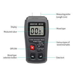 Humidimètre numérique pour bois avec écran LCD – testeur d’humidité pour bois et bois de chauffage 