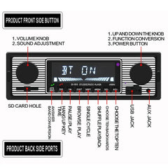 Autoradio 1 DIN avec Bluetooth, USB et design rétro – lecteur MP3 