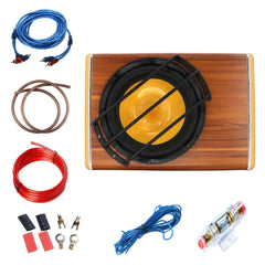 Subwoofer voiture 200W RMS – basses de coffre 3800W avec accessoires et câbles pour l’installation.
