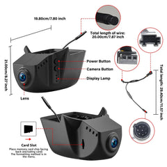 4K Dashcam discrète pour Volkswagen Tiguan 2020-2026 – Plug & Play 