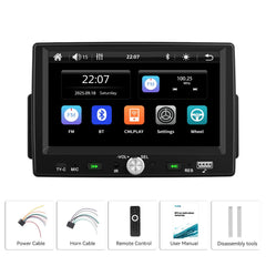 Autoradio 1 DIN 7" avec Apple CarPlay et Android Auto – Bluetooth 5.0, écran tactile et USB 