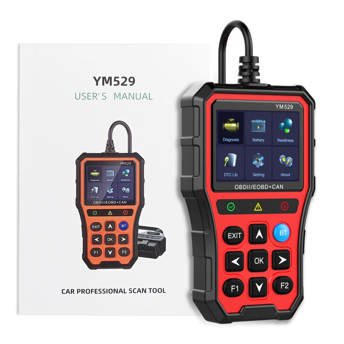 Lecteur de codes défaut OBD2 YM529 – outil de diagnostic avec Bluetooth et écran couleur 