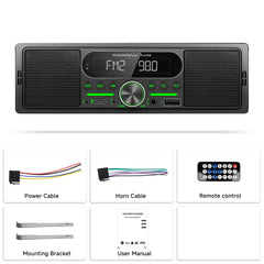 Autoradio 1 DIN avec haut-parleur intégré, Bluetooth, FM/AM et lecteur MP3 