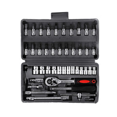 Dopsleutelset 1/4” – 46-delige bit- en doppenset met ratelsleutel en verlengstuk in opbergkoffer
