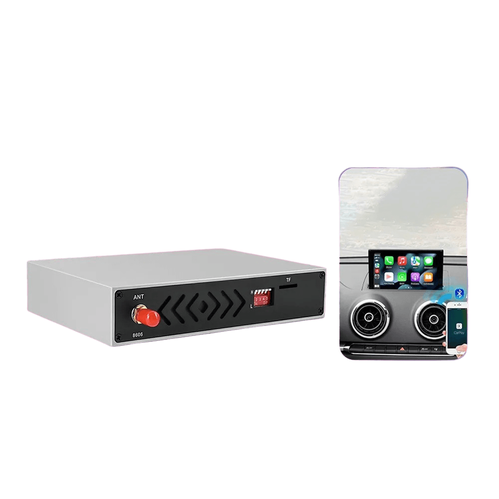 Draadloze Apple CarPlay voor Audi – retrofit voor MIB/MMI 3G/RMC (origineel scherm) met module en weergave op het scherm.