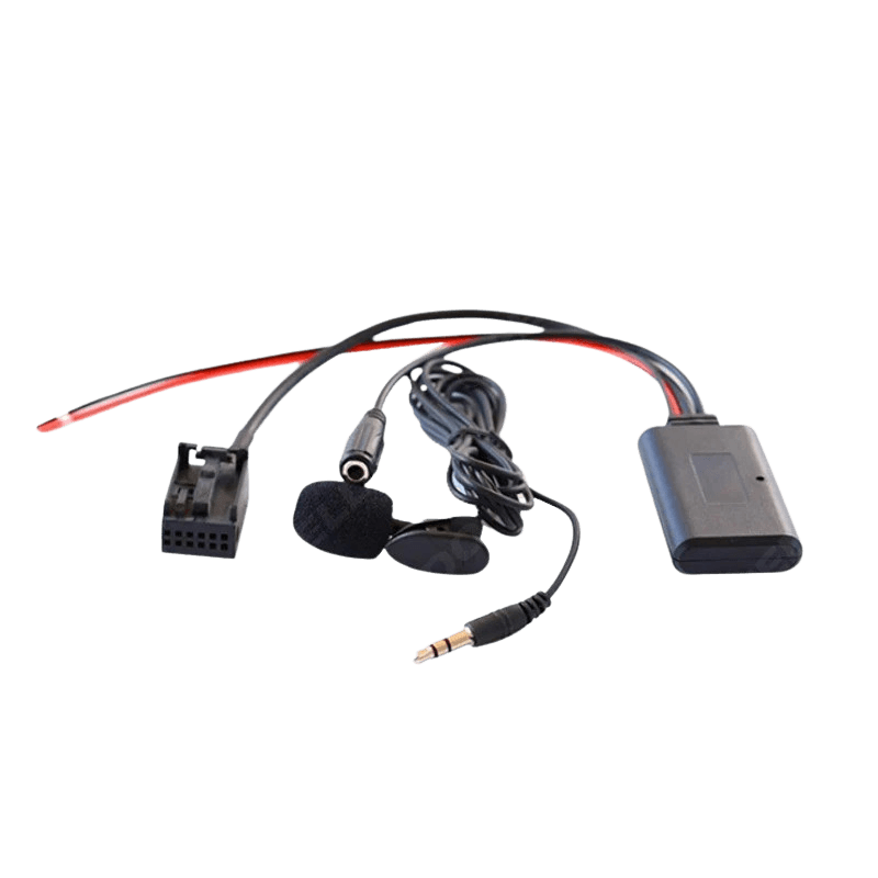 Adaptateur Bluetooth – Ford (Focus, C-Max, Mondeo, S-MAX, Connect, Transit et Fiesta) avec câblage et accessoires.
