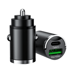 Chargeur de voiture compact avec USB-A et USB-C – compatible charge rapide – Carmedia24.fr