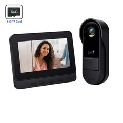 Moniteur 4,3" sonnette sans fil avec caméra + carte SD 64 Go – vidéosurveillance à l’entrée principale 