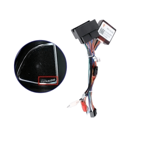 Câble adaptateur VW (Dynaudio) – Caméra de recul d’origine sur autoradio aftermarket avec système audio Dynaudio.