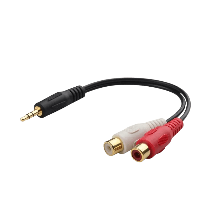 3,5 mm AUX-jack (mannelijk) naar RCA (vrouwelijk) splitter met 1 jack en 2 RCA-stekkers