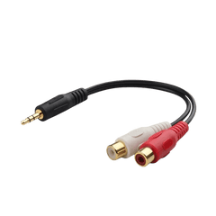 3,5 mm AUX-jack (mannelijk) naar RCA (vrouwelijk) splitter met 1 jack en 2 RCA-stekkers