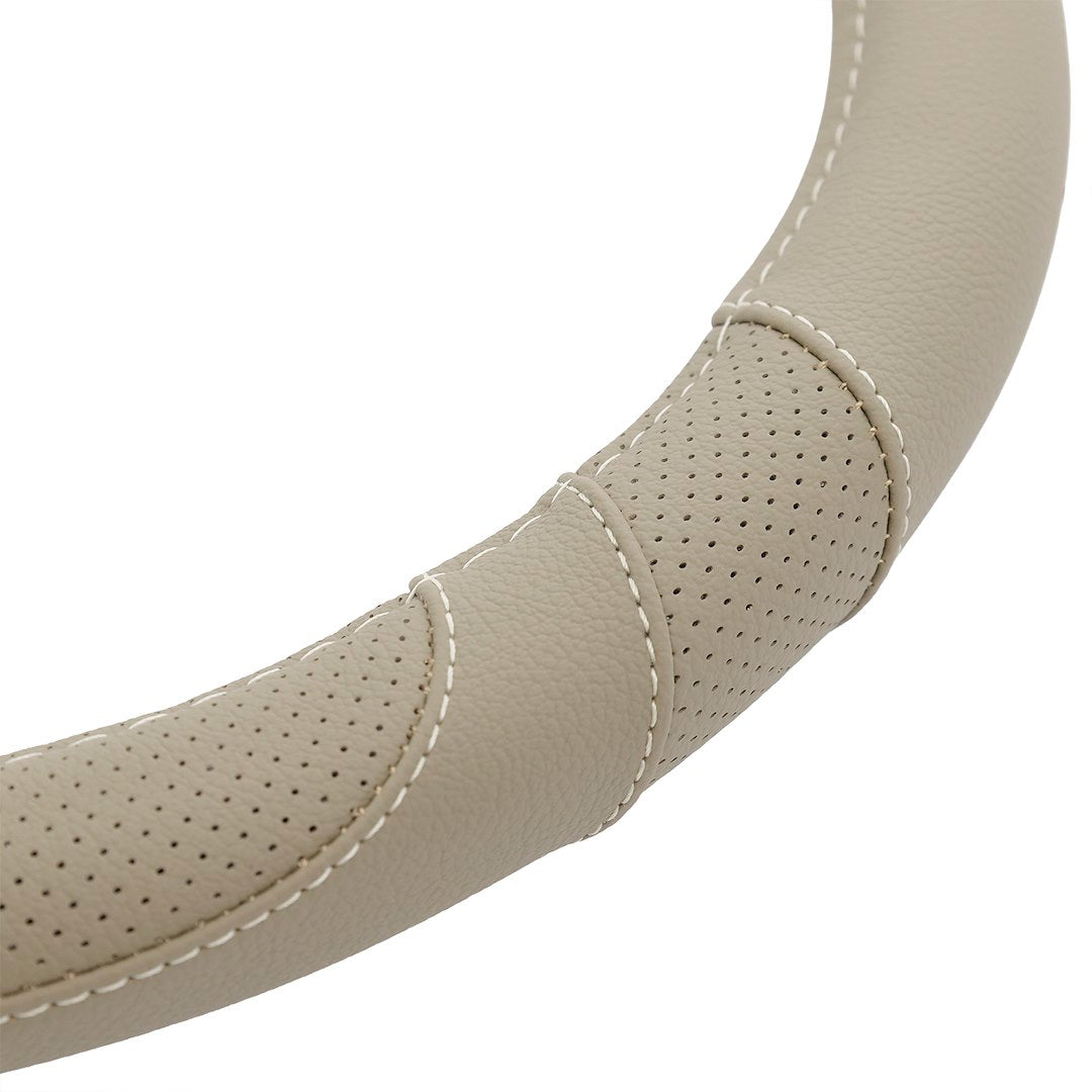 Couvre-volant beige en cuir naturel taille M